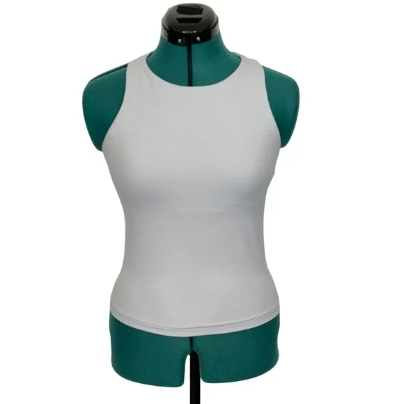 Athleta Womens High Neck Open Back Active Tank Top Light Blue Grey Size S P - Picture 2 of 6